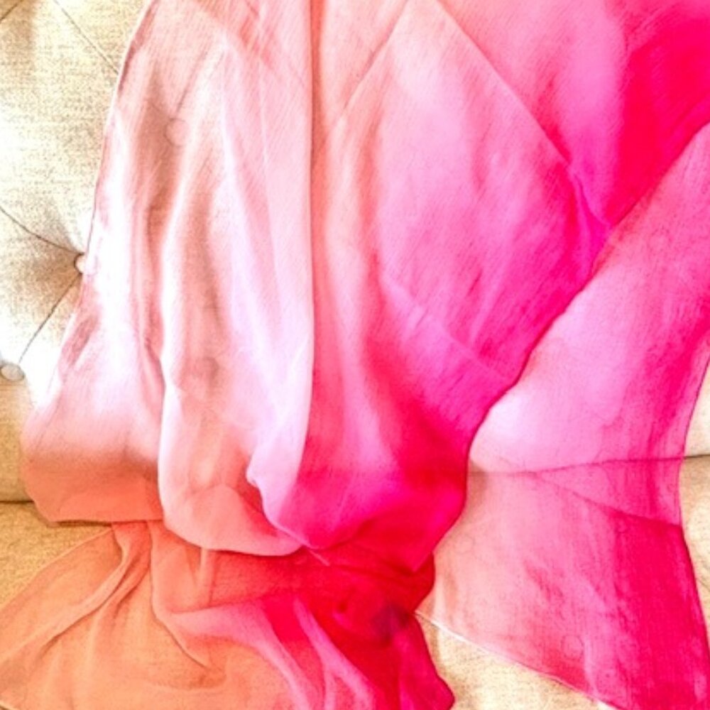 Large Sheer Chiffon Scarf or Wrap - Fuscia to Blush Pink - Soft & Elegant